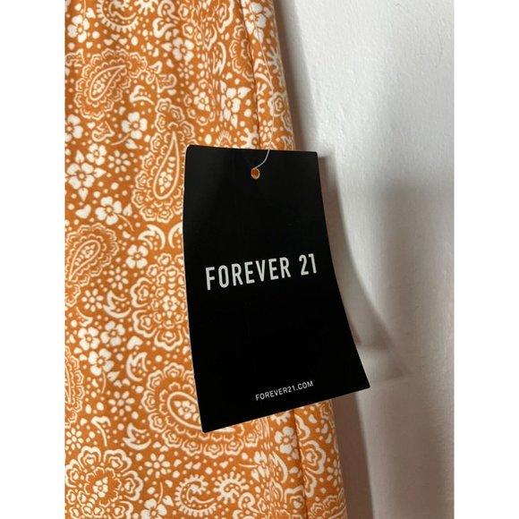 Forever 21 Women's Small Orange Paisley Hippie Boho Bell Bottoms Leggings NEW - Picture 4 of 10